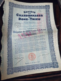 Action ancienne Société Charbonnages Dong-Trieu 1931 vintage papier historique