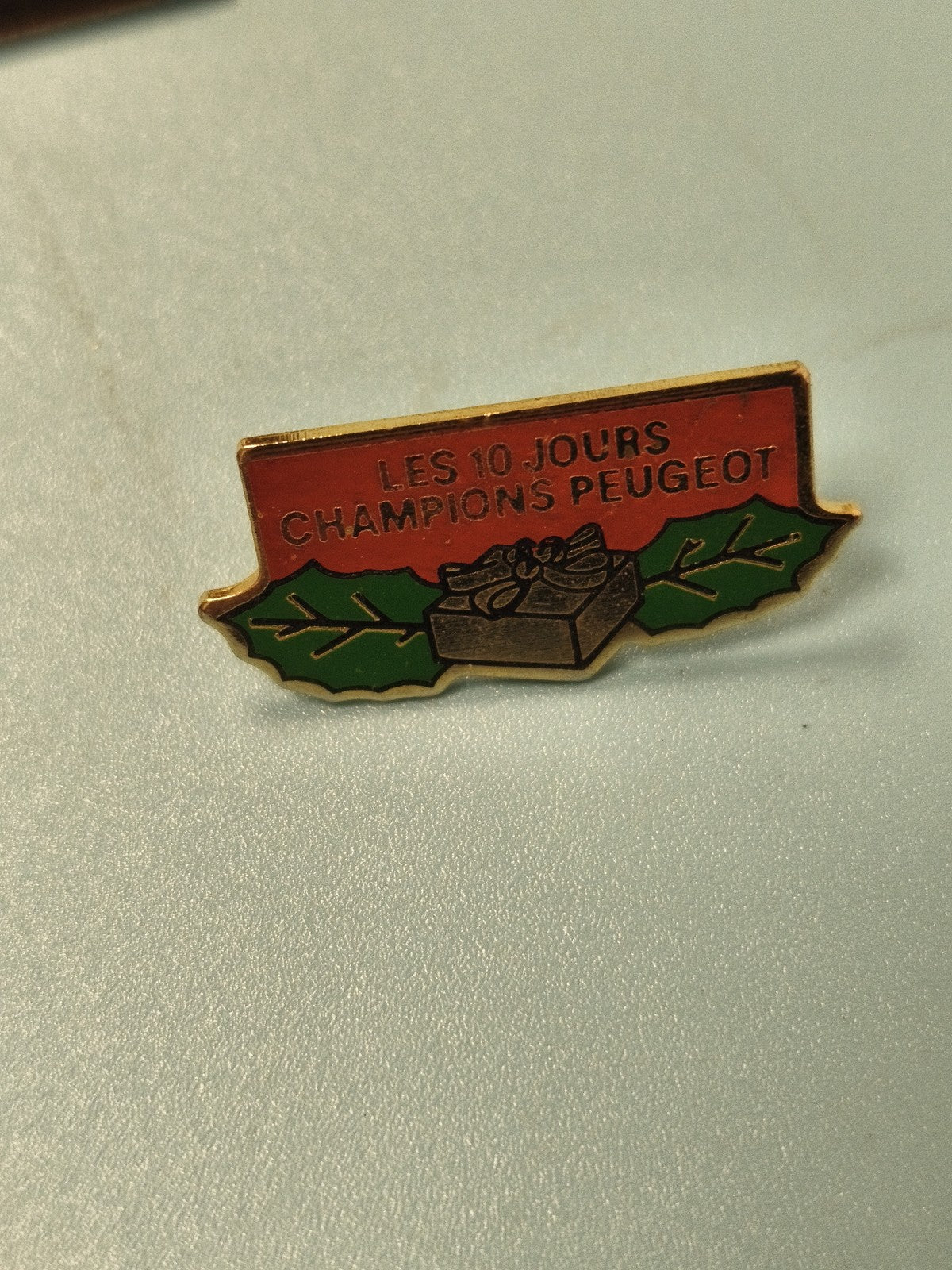 Vintage pin's Peugeot Les 10 Jours Champions, cadeau, feuillage vert (Ref 3)