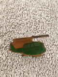 Pin's vintage hélicoptère vert doré, badge ancien années 80, aviation (Ref 4)