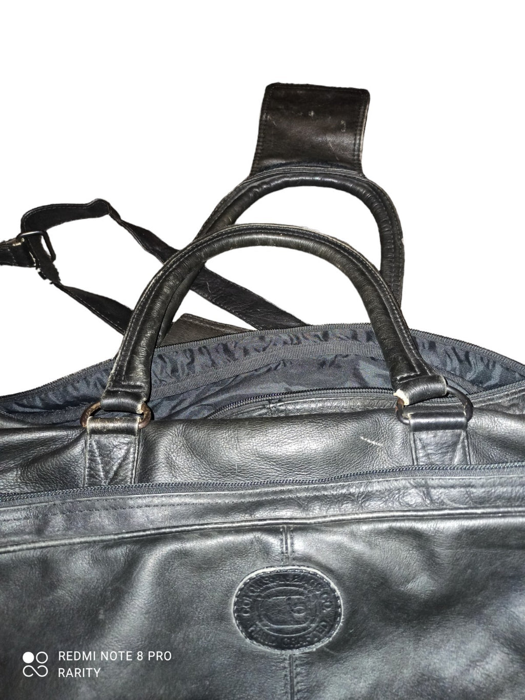 Sac de voyage en cuir noir Colombie, fait main, poignée et bandoulière