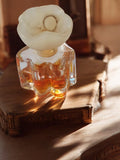 Miniature parfum vintage Pivoine flacon fleur rareté, bouchon blanc