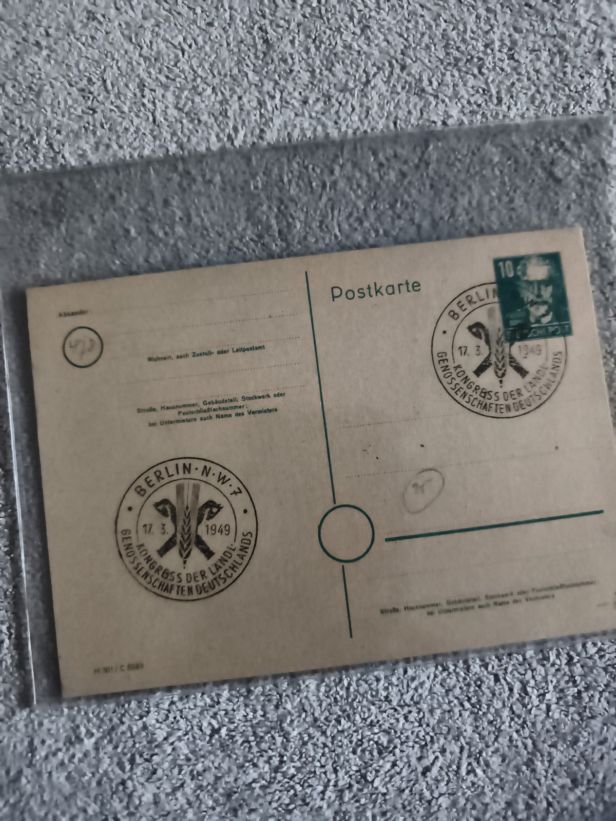 Carte postale Berlin 1949 timbre 10 Pf congrès Allemagne philatélie (Ref 27)