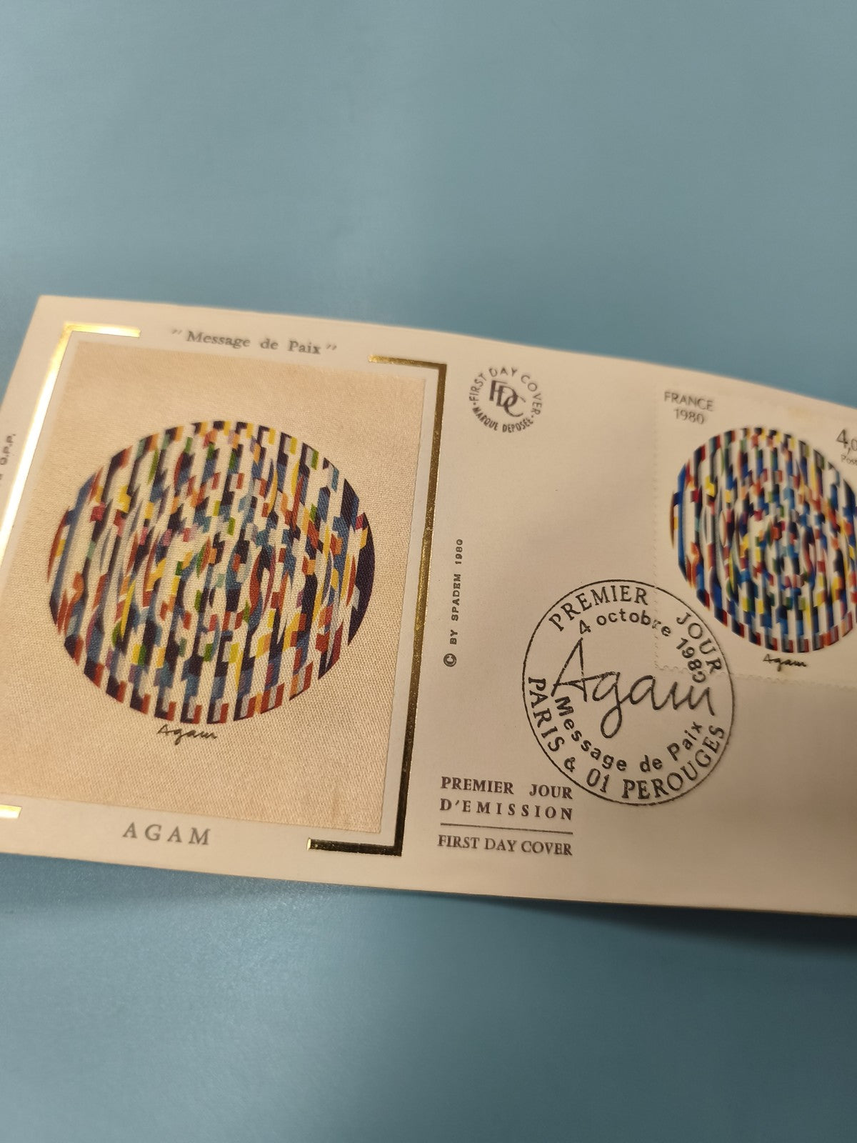 Enveloppe premier jour d?émission FDC Message de Paix Agam 1986 France