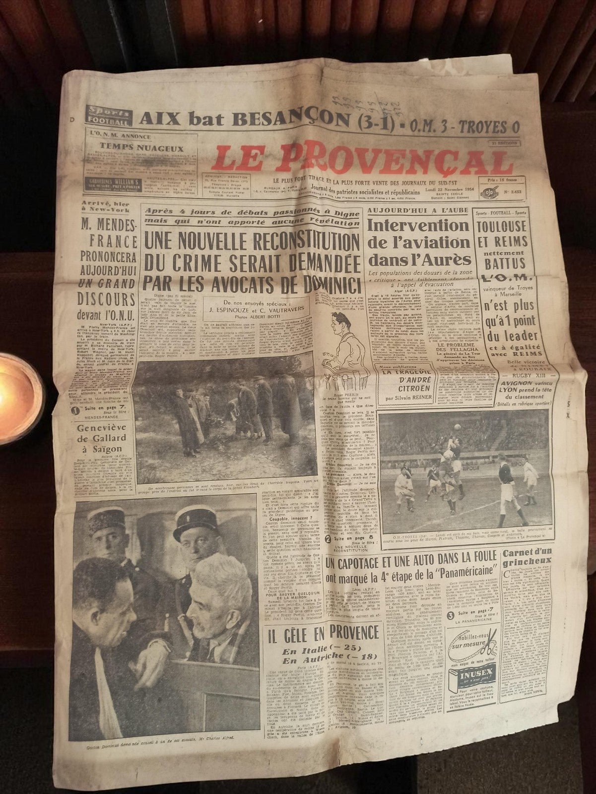 Journal ancien Le Provençal années 1950 presse vintage rétro France