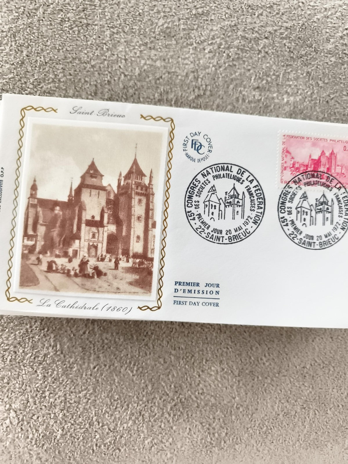 Lettre FDC Saint-Brieuc 1979 premier jour La Cathédrale cachet philatélie ancien