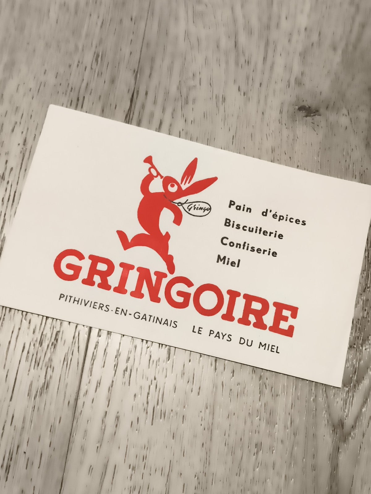 Publicité ancienne GRINGOIRE lapin rouge biscuiterie confiserie miel rétro