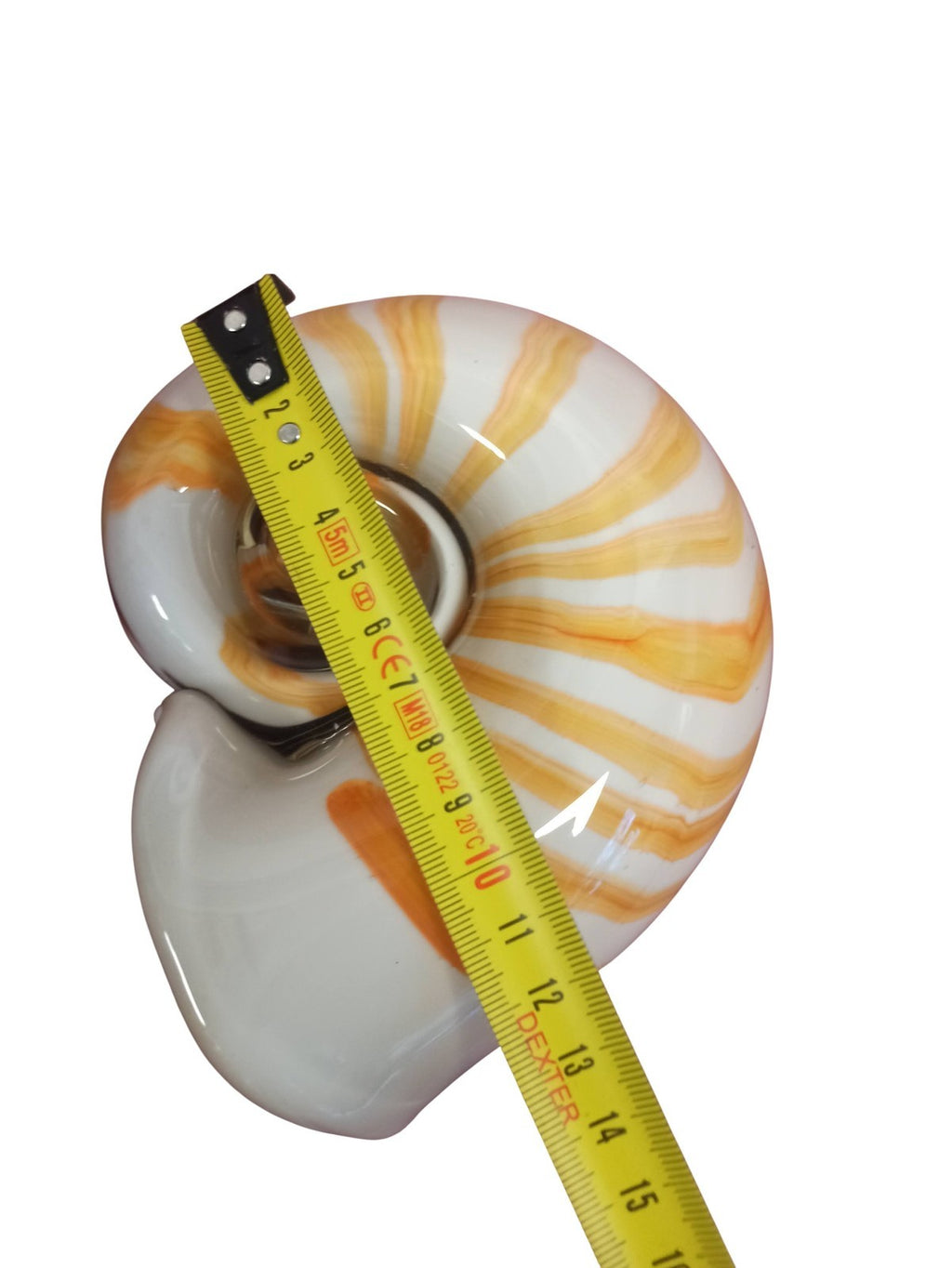 Vase coquillage Murano vintage, verre soufflé main blanc orange, Nautilus