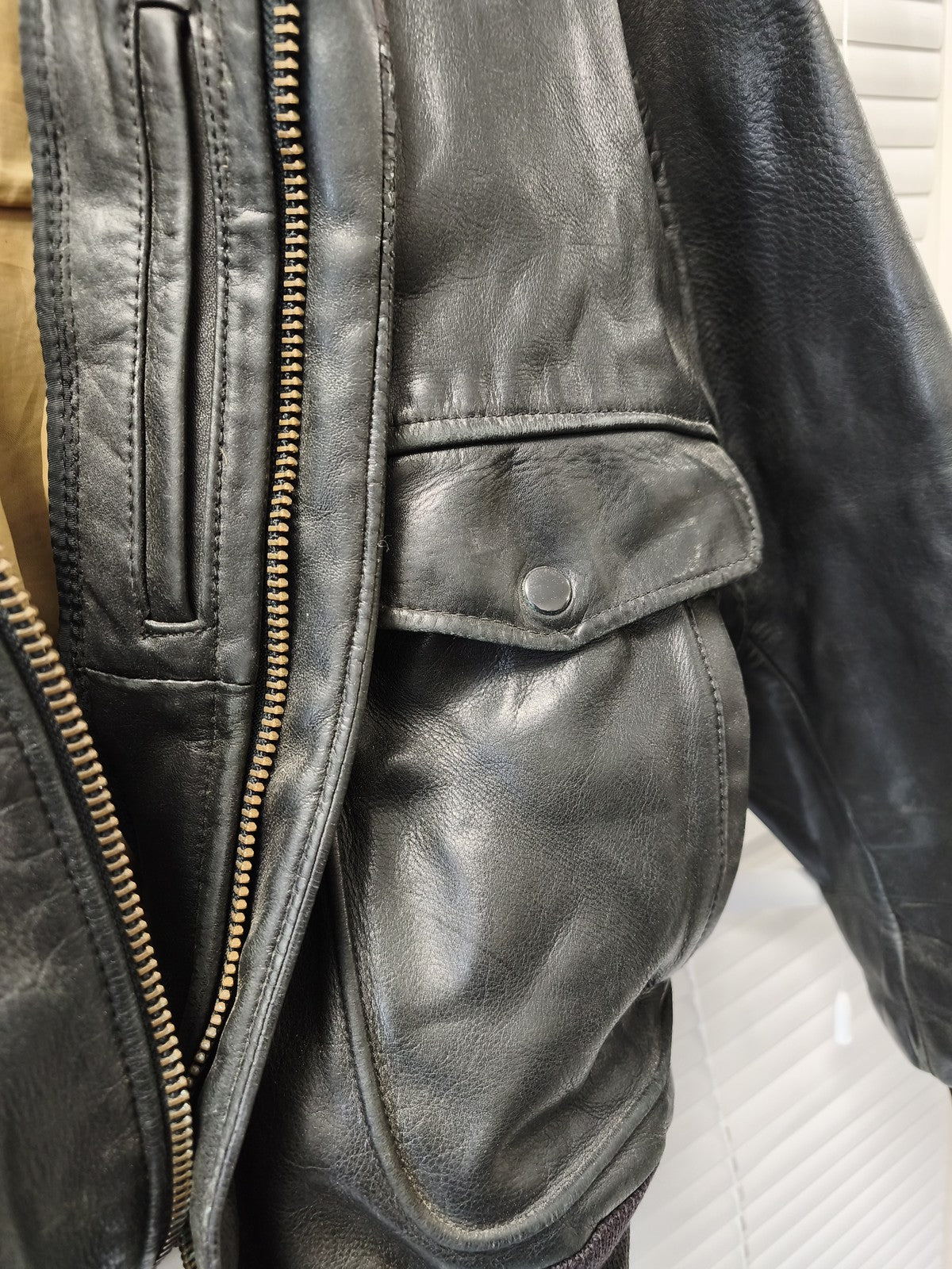 Vintage blouson homme cuir XL style perfecto ancien veste rétro motard