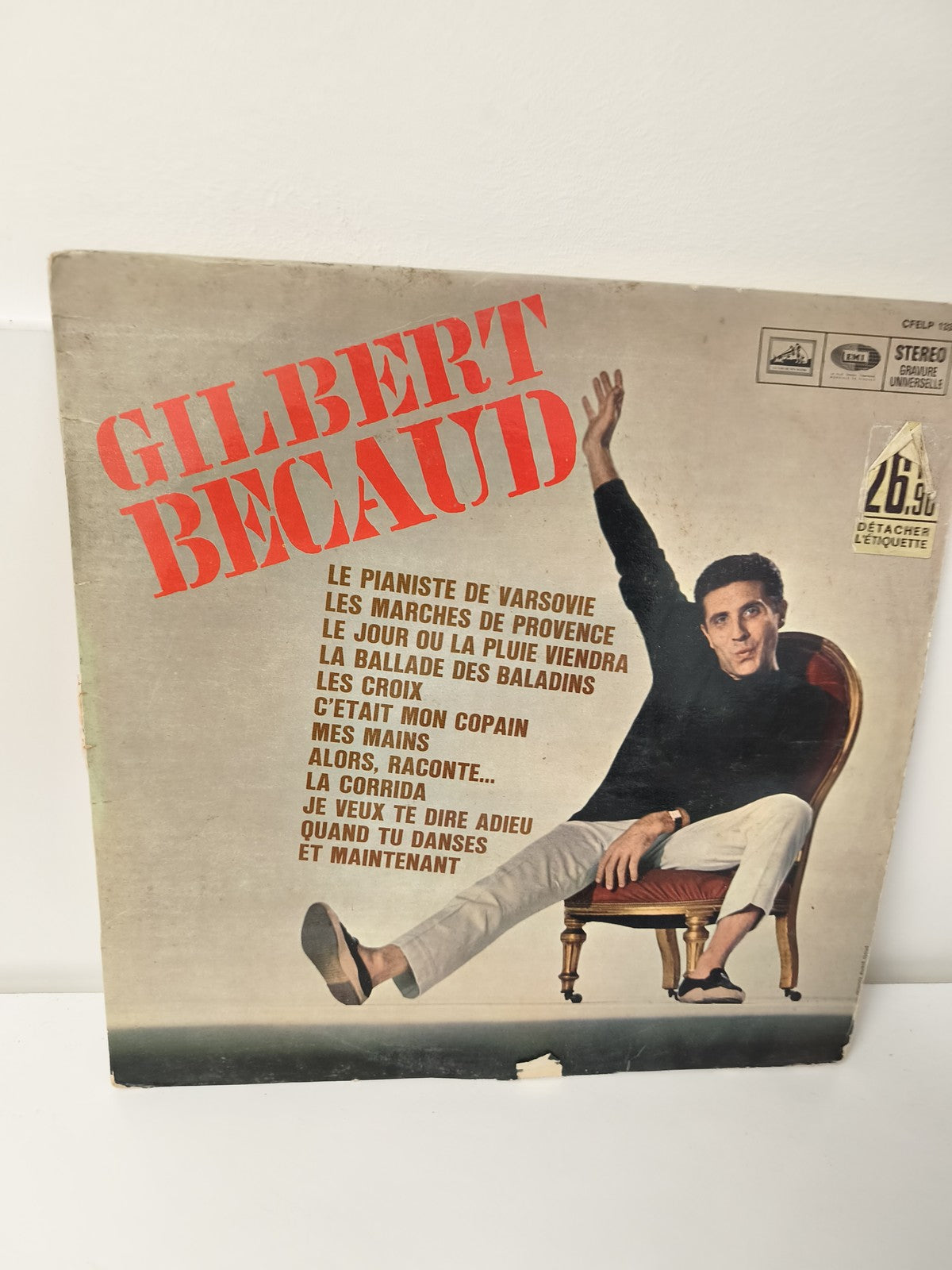 Vintage vinyle 33T ancien disque Gilbert Bécaud collection rétro chanson françai