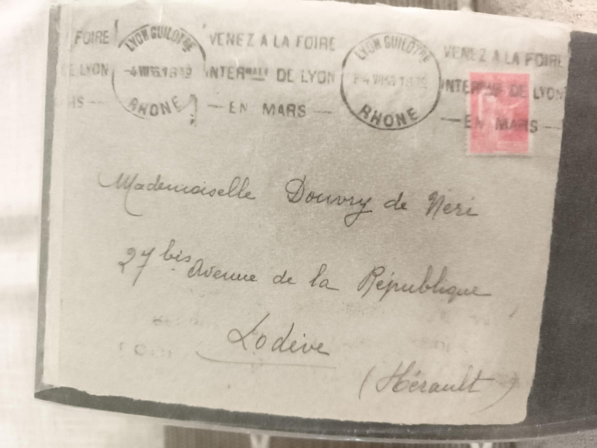 Lettre oblitérée Lyon Guillotière timbre rouge Hérault philatélie