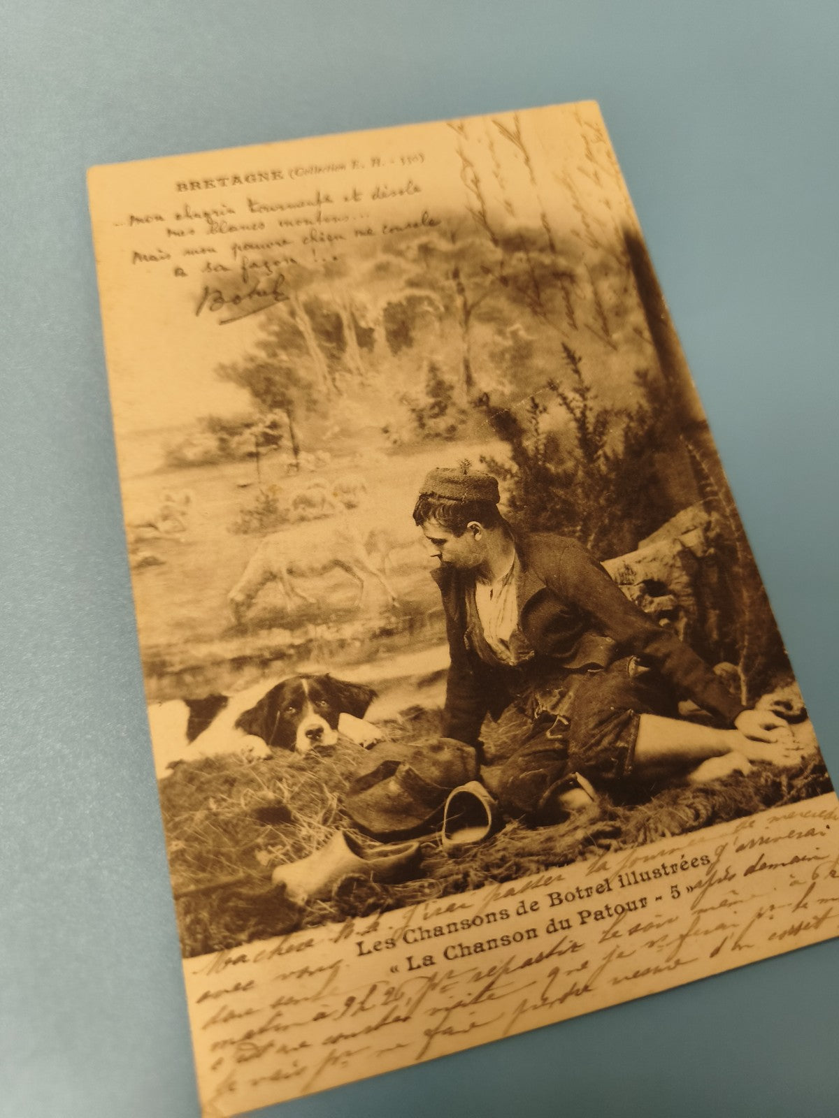 Carte postale ancienne CPA Bretagne Chanson du Patou Botrel illustrée chien