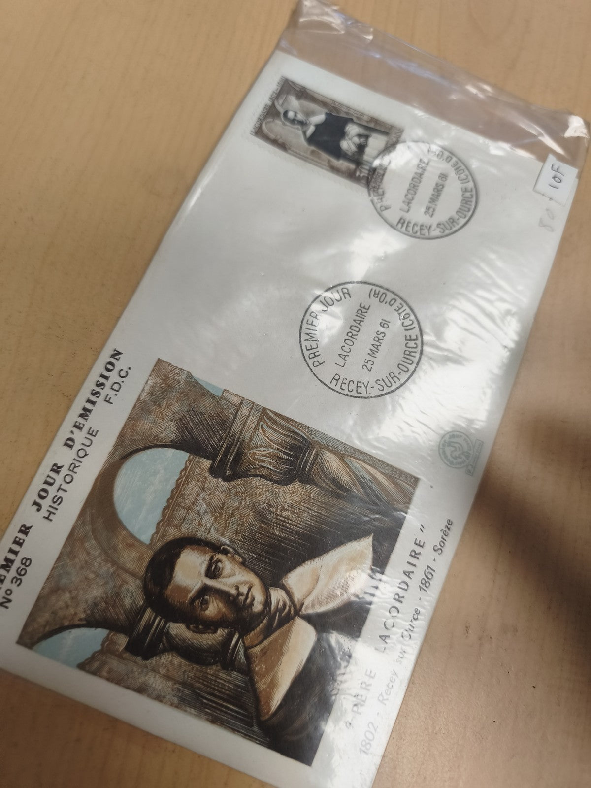 Enveloppe premier jour Pierre Lacordaire FDC n°368 timbre Recey philatélie