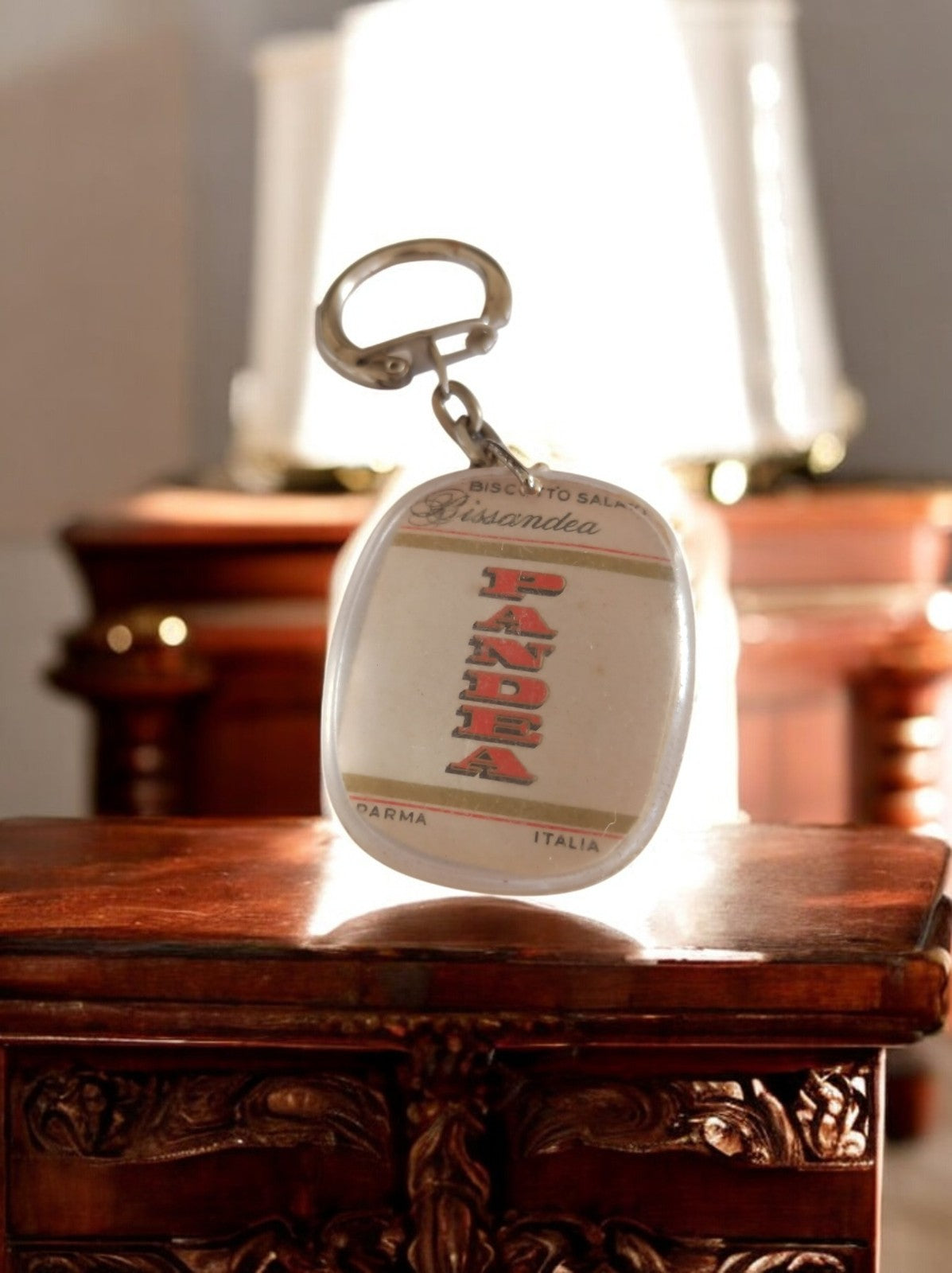 Porte-clés publicitaire vintage Pandea France biscuit salé rétro années 70