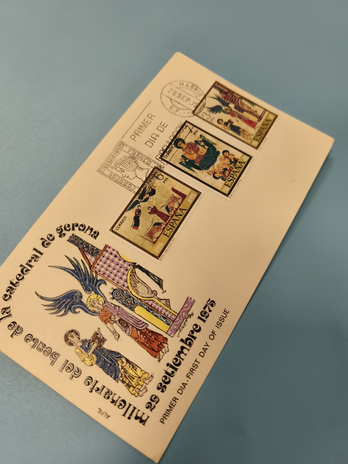 Enveloppe FDC Espagne 1975 premier jour timbres illustrés cathédrale Ségovie