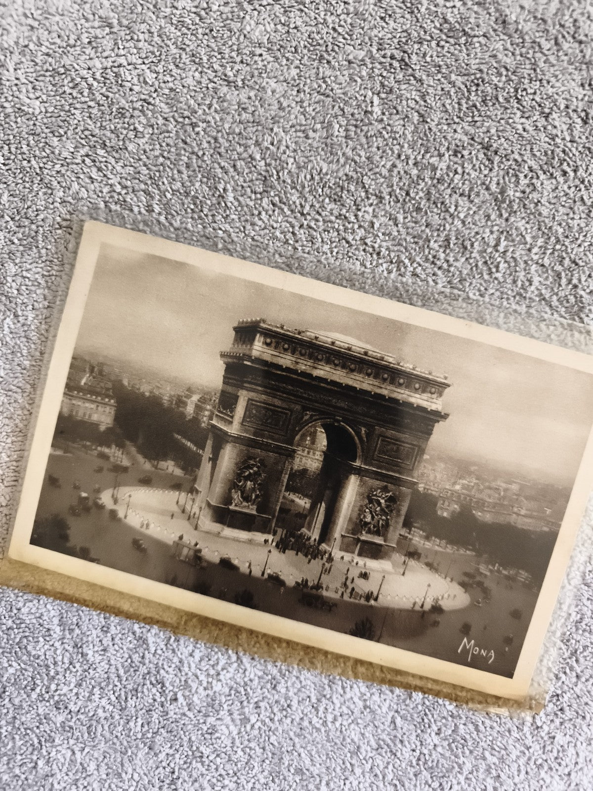 CPA Arc de Triomphe Paris phototypie signée Mona