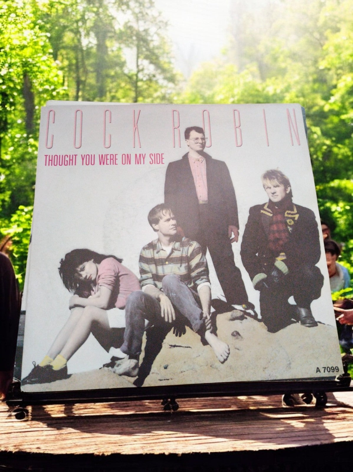 Vinyle 45 tours Cock Robin années 80, pochette "Thought You Were On My Side"