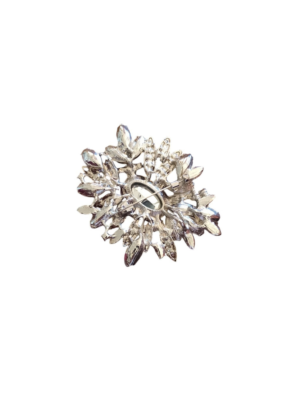 Broche vintage créateur japonais, strass rouges, style rétro élégant