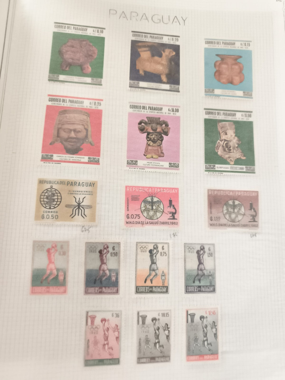 Timbres anciens Paraguay lot thématique Jeux Olympiques et art précolombien