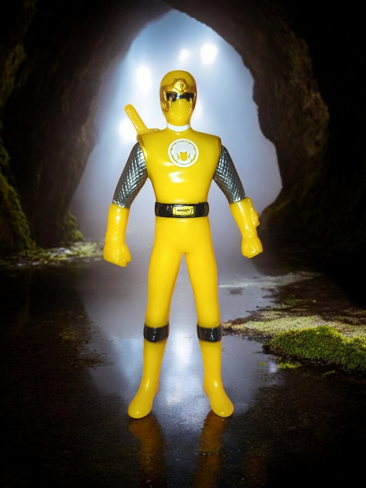 Figurine Power Rangers Jaune Bandai vintage 90's costume chrome