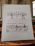 Planche dessin humoristique vintage Grass Mick "La Revue au Manège" signée