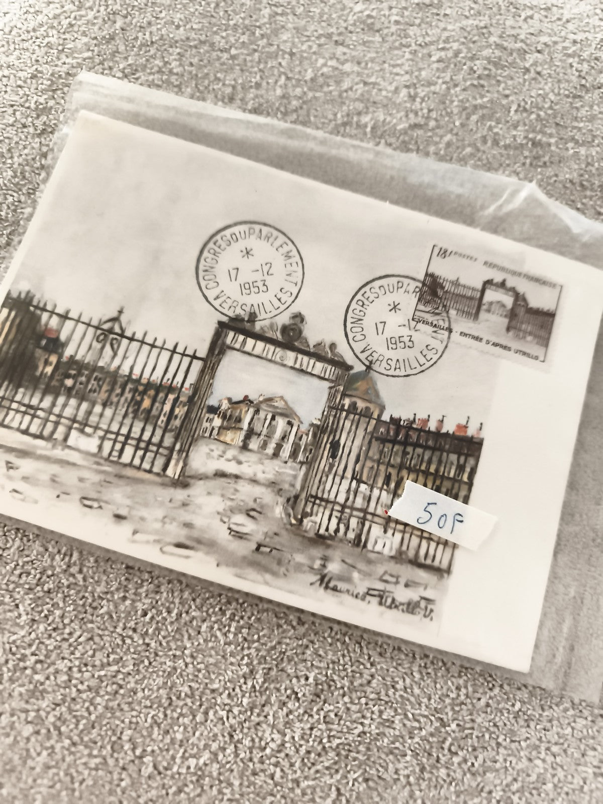 Lettre 1er jour Versailles 1953 illustrée Utrillo, philatélie ancienne FDC