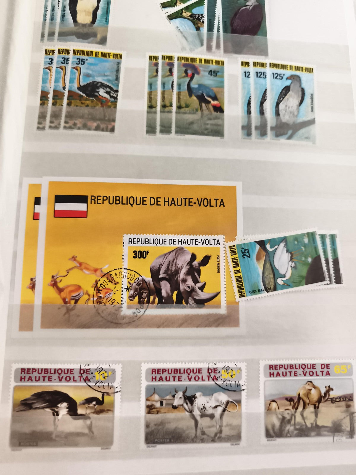 Timbres anciens Haute-Volta animaux, lot philatélie Afrique vintage