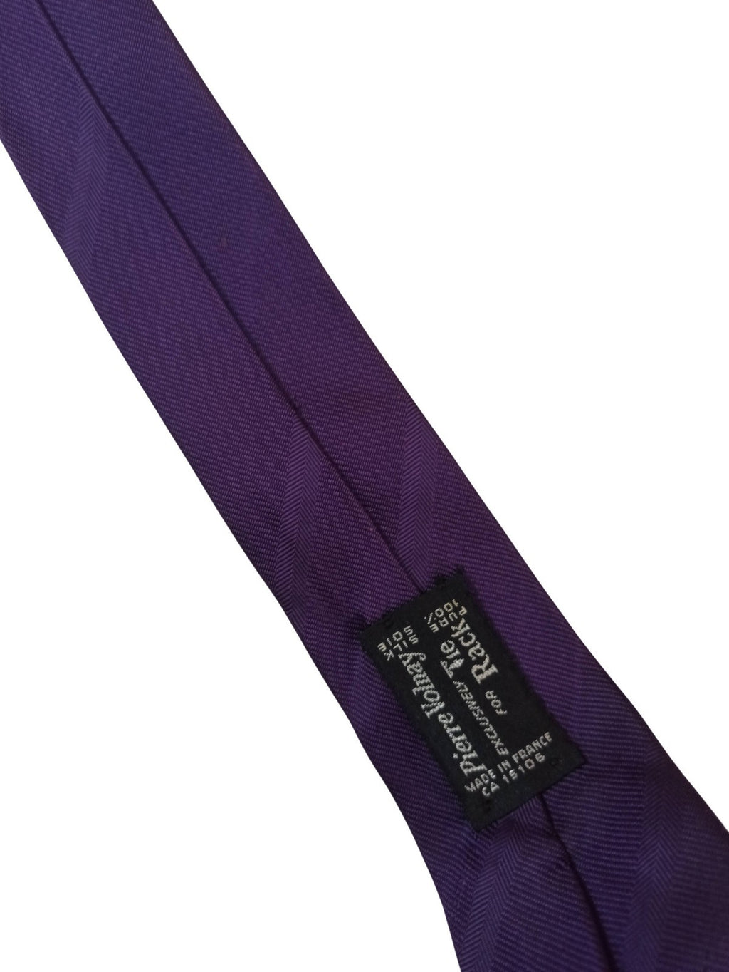 Cravate vintage soie Pierre Volnay violet, motif brodé, accessoire ancien chic
