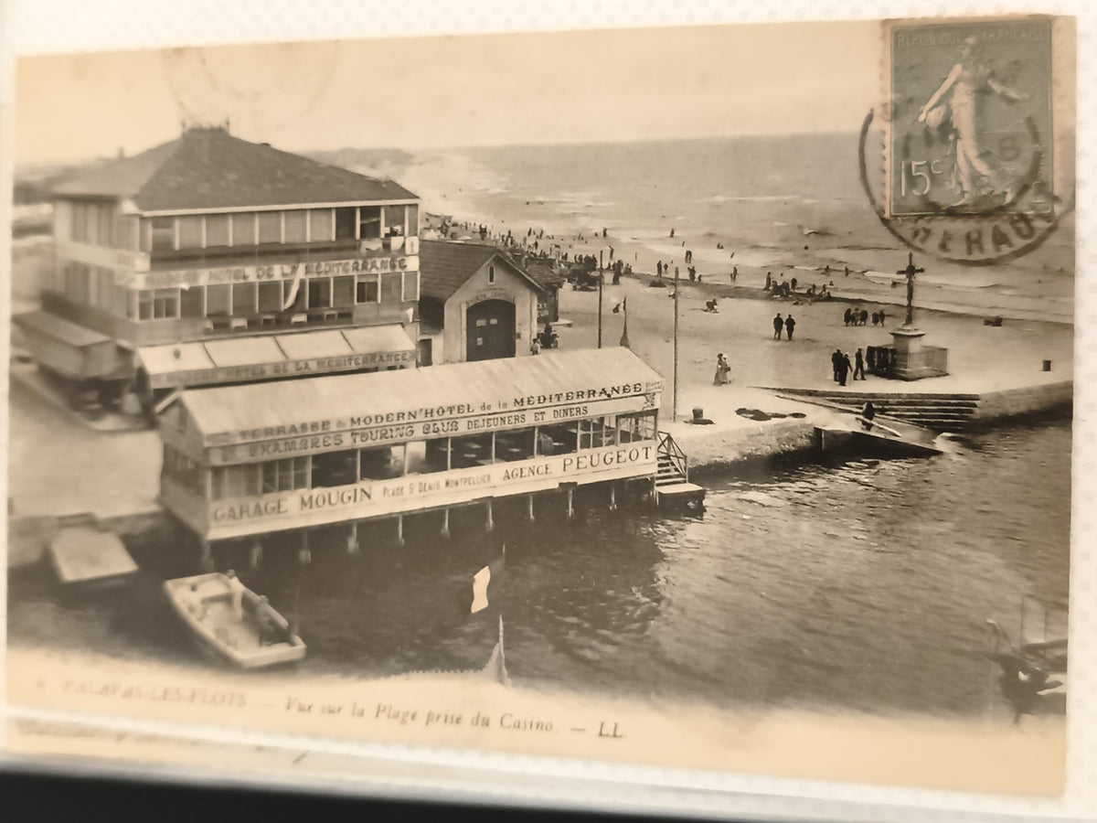 Carte postale ancienne Palavas-les-Flots Hôtel Méditerranée plage LL CPA vintage
