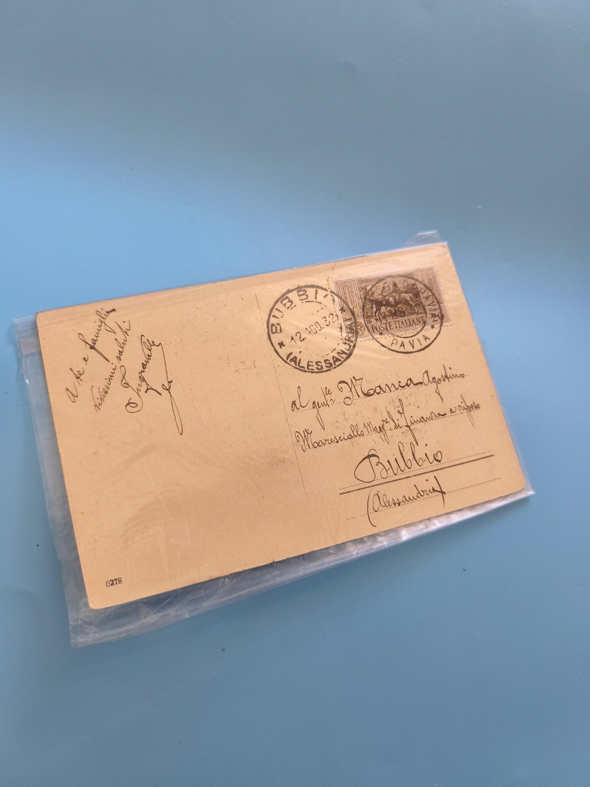 Carte postale ancienne italienne vintage époque coloniale, timbre et oblitératio
