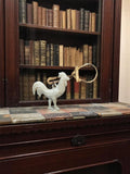 Porte-clés vintage métal coq blanc rétro – Accessoire publicitaire ancien