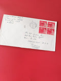 Enveloppe philatélie oblitérée USA Air Mail 8¢, cachet 1964, timbres rouges