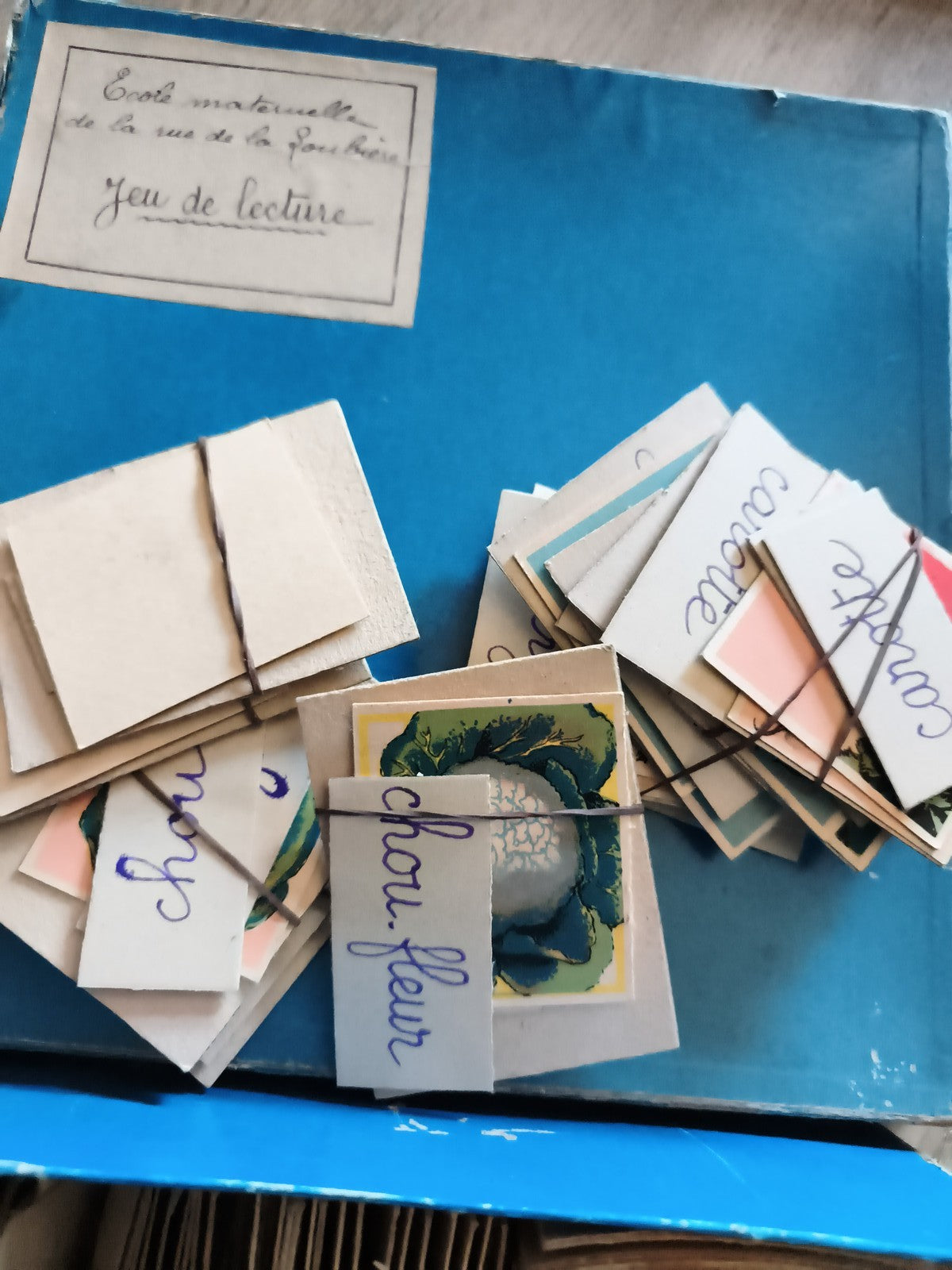 Jeu de lecture ancien, lot d'images pédagogiques, cartes éducatives vintage