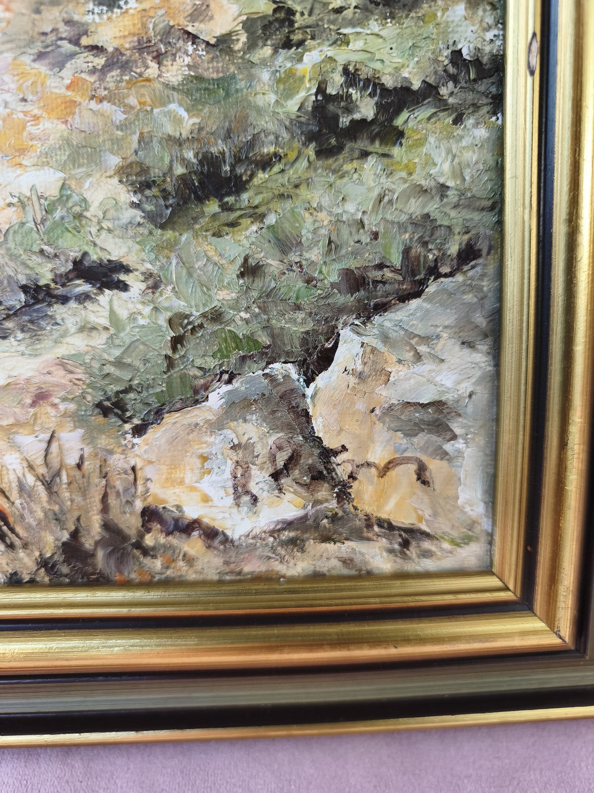 Large vintage Provençal landscape painting retro decor collection