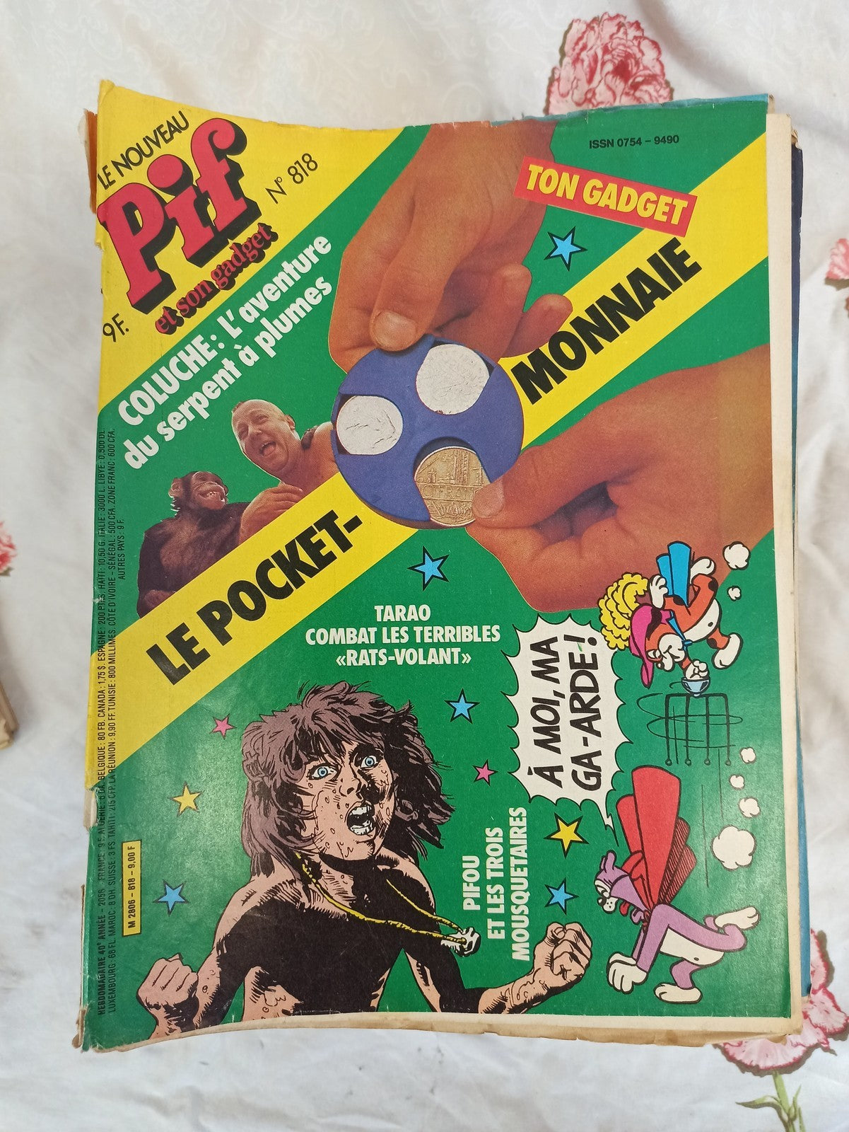 Magazine Pif n°818 vintage 1986 pocket-monnaie, état à restaurer