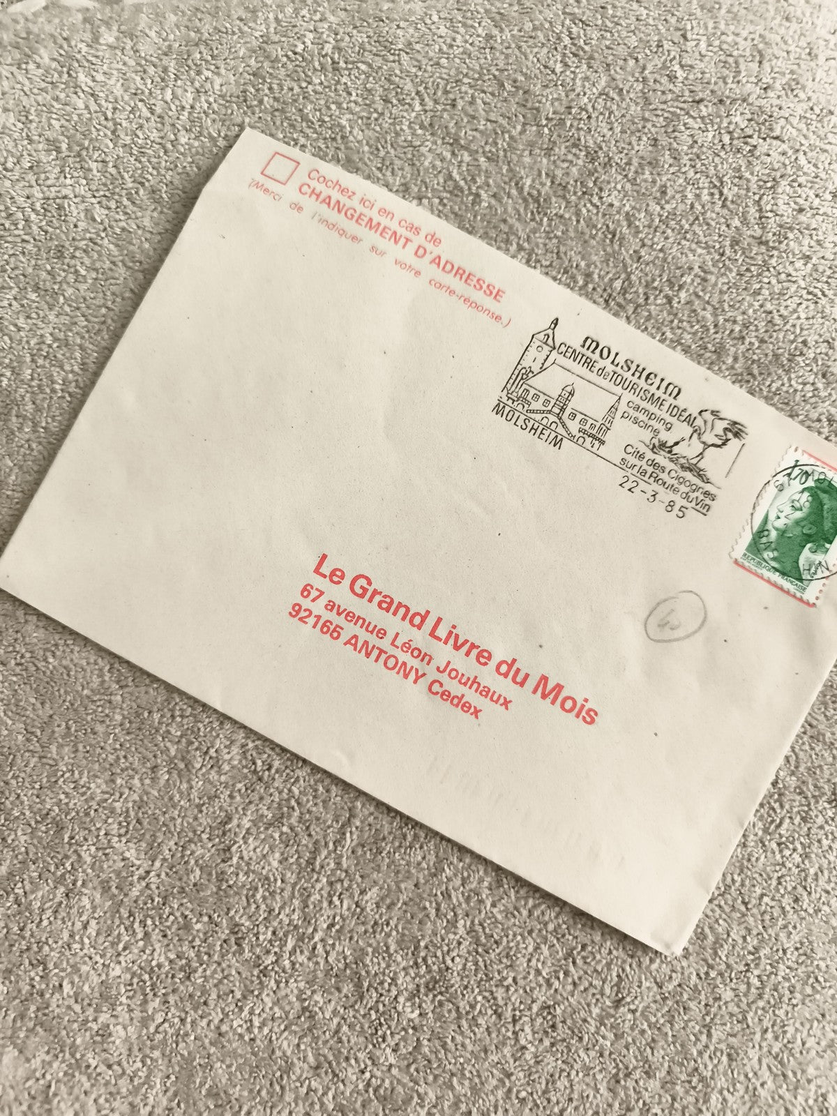 Lettre affranchie France 1985 Molsheim Le Grand Livre du Mois philatélie