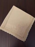 Serviette ancienne brodée dentelle, vintage années 50, linge de maison rétro