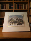 Gravure ancienne Ruines château de Merat vintage déco rétro authentique