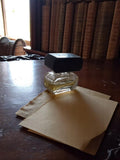 Flacon miniature parfum vintage DU CHEMA verre soufflé bouchon noir