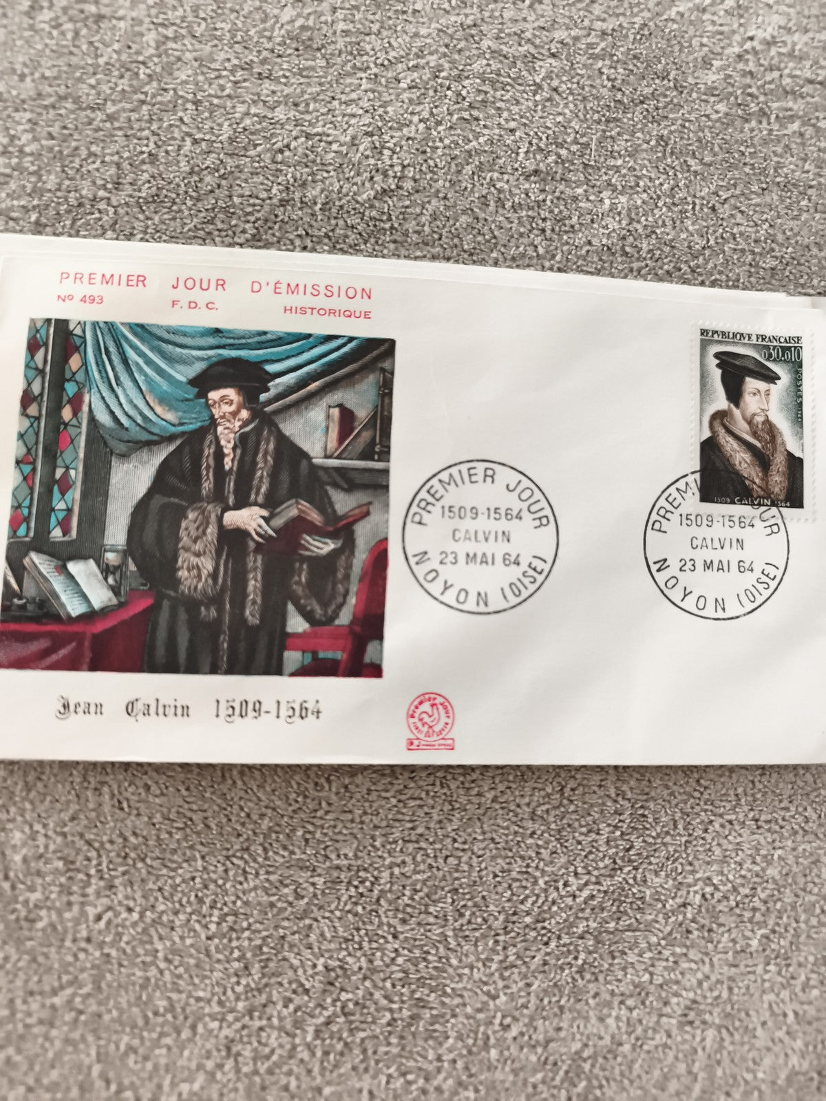 Lettre FDC Premier Jour Jean Calvin 1964 historique philatélie France