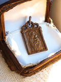 Médaille religieuse catholique vintage Vierge à l'Enfant, pendentif ancien