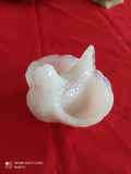 Sculpture oiseau opaline blanche vintage 1970s déco verrerie rétro