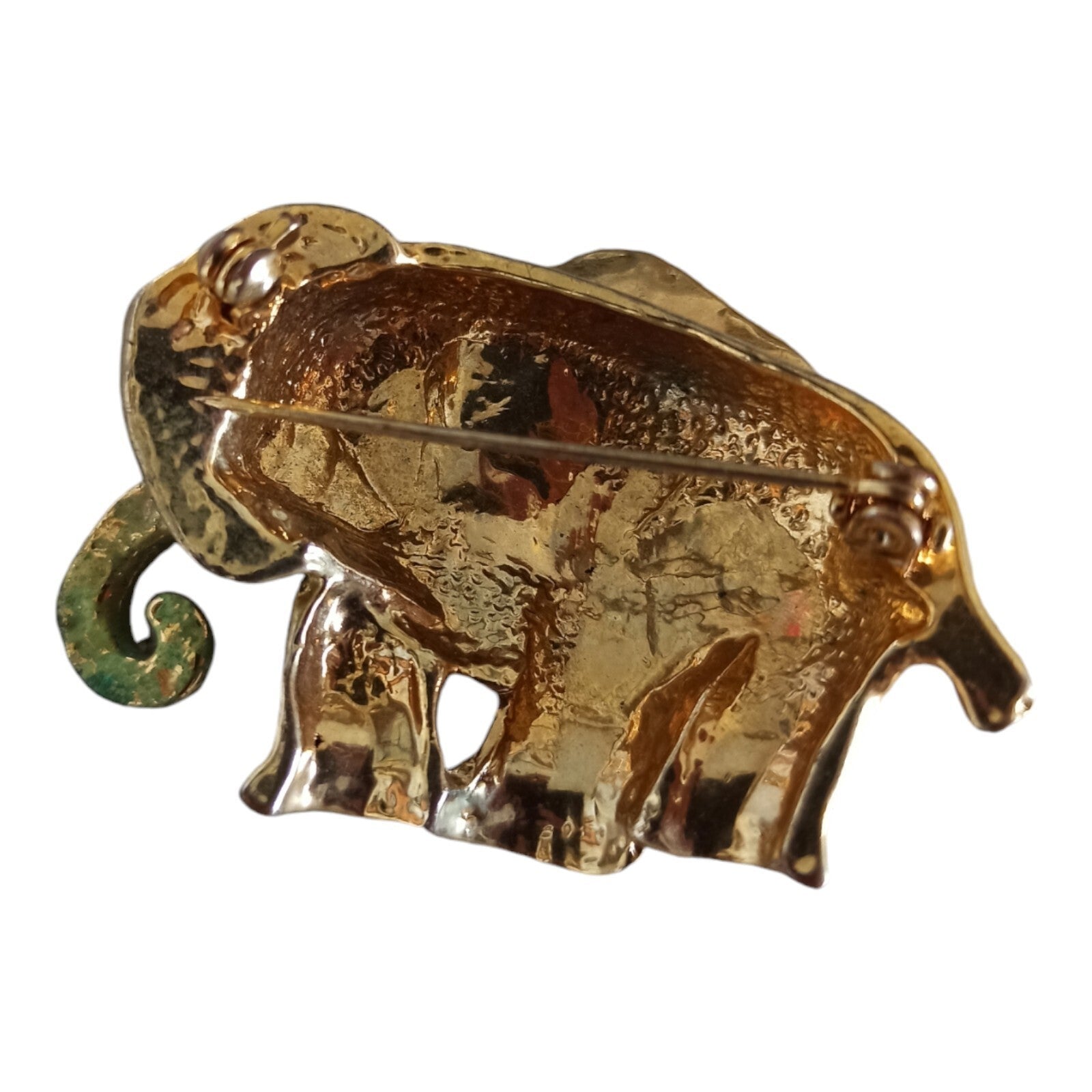 Broche éléphant vintage dorée strass rétro ? Bijou fantaisie animal