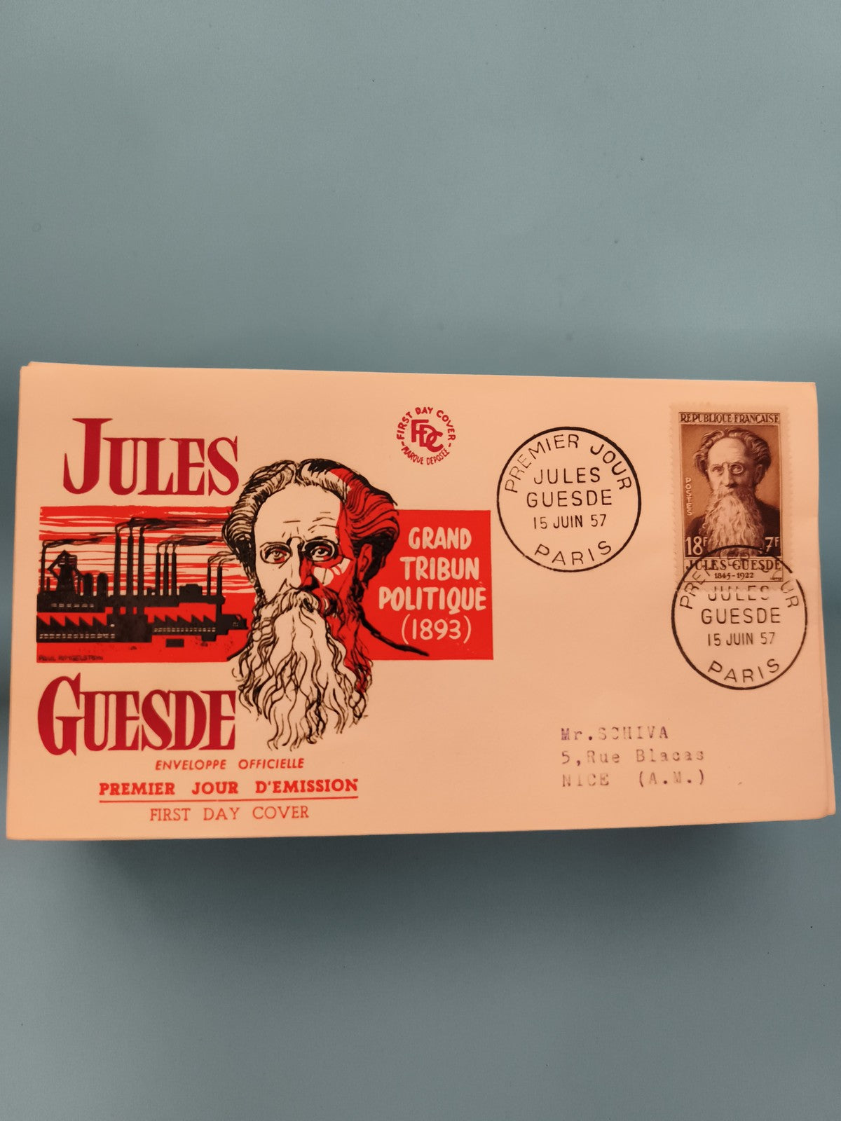 Lettre FDC Premier Jour Jules Guesde 1957 enveloppe philatélie timbre France
