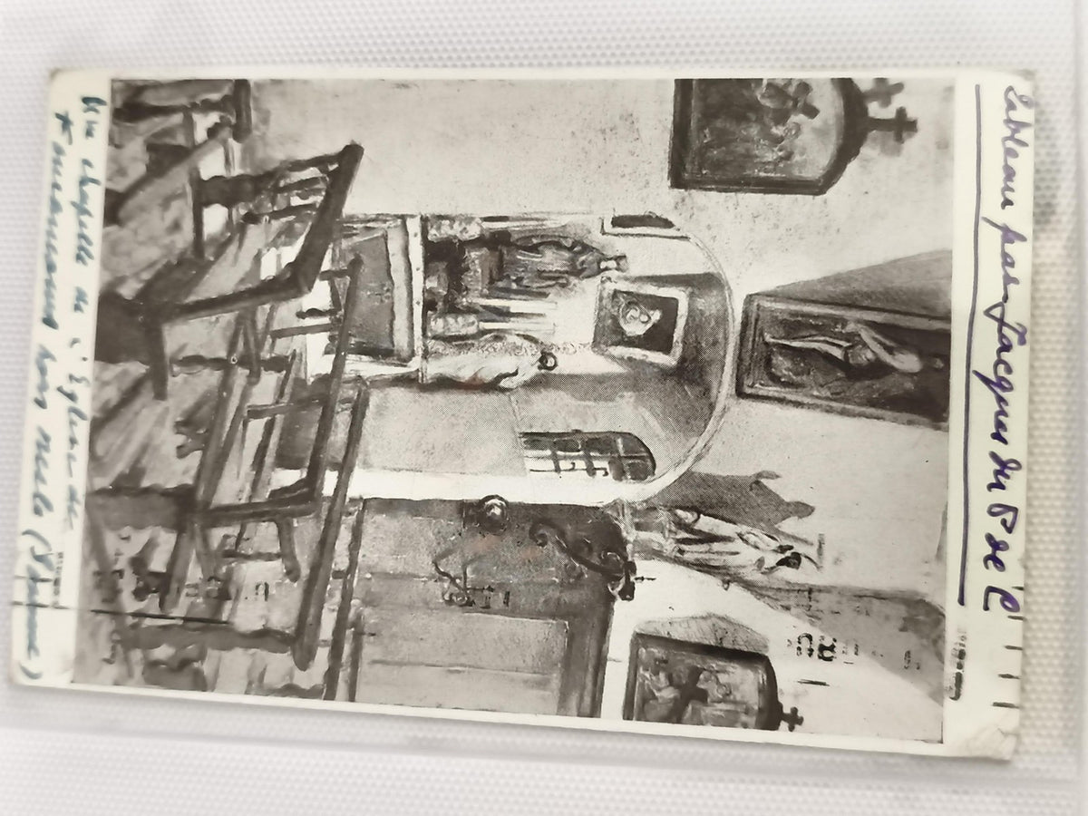 Carte postale ancienne CPA intérieur chapelle église dessin Jacques de Bels