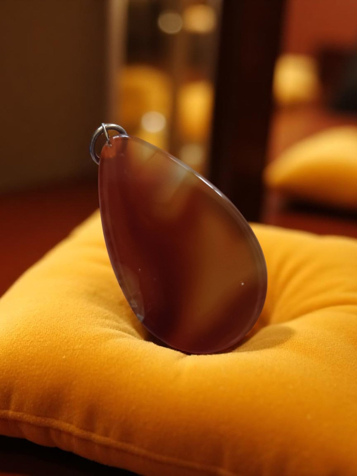 Pendentif goutte vintage en agate naturelle, tranche ancienne, pierre polie