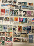 Lot de timbres USA multicolores oblitérés, thématiques variées, philatélie