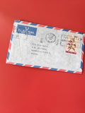 Enveloppe philatélie affranchie Malawi Air Mail bleu blanc rouge timbre fleur