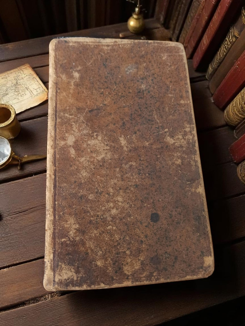 Livre ancien 1825 reliure brun patiné, "La Morale en Action" rare vintage