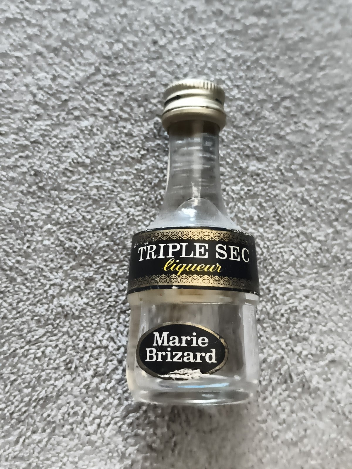 Mignonnette Marie Brizard Triple Sec vintage, liqueur, bouteille miniature ancie