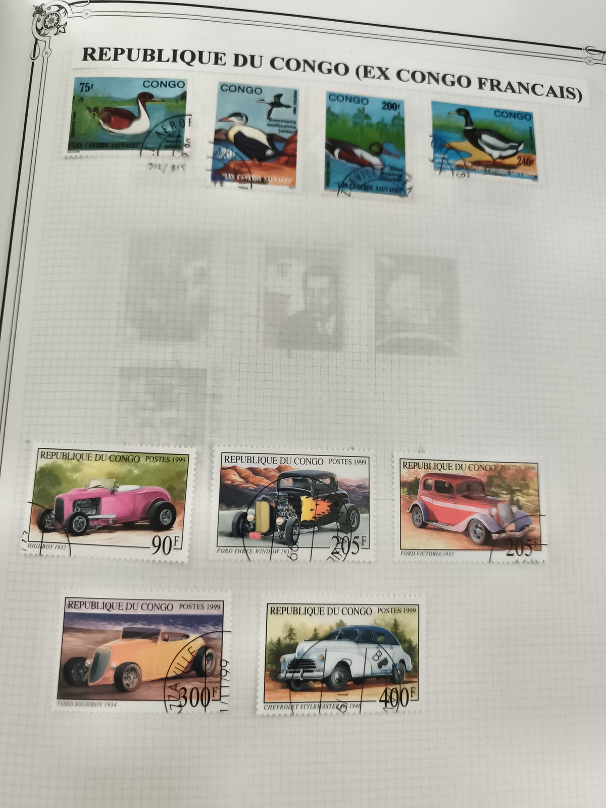 Timbres Congo animaux voitures 1999 oblitérés lot philatélie thématique